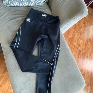 Adidas Black Leggings with White Stripe Detailing